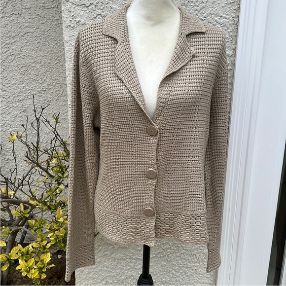 Talbots Sweaters - Talbots Women's Beige Knit Silk Blend Button Cardigan Sweater Size XL NWT